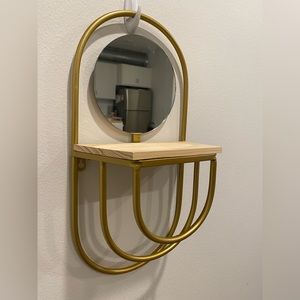 Gold mirror with shelf - 20inx10inx5in